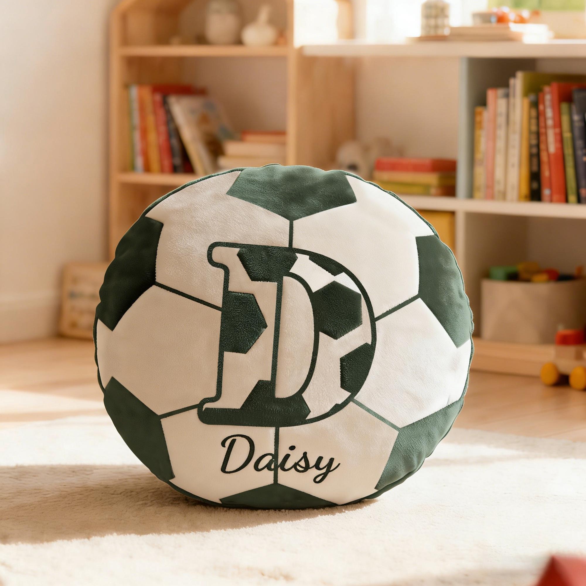Personalized Soccer Initial Pillow with Name For Soccer Players, Fans and Sports Lovers