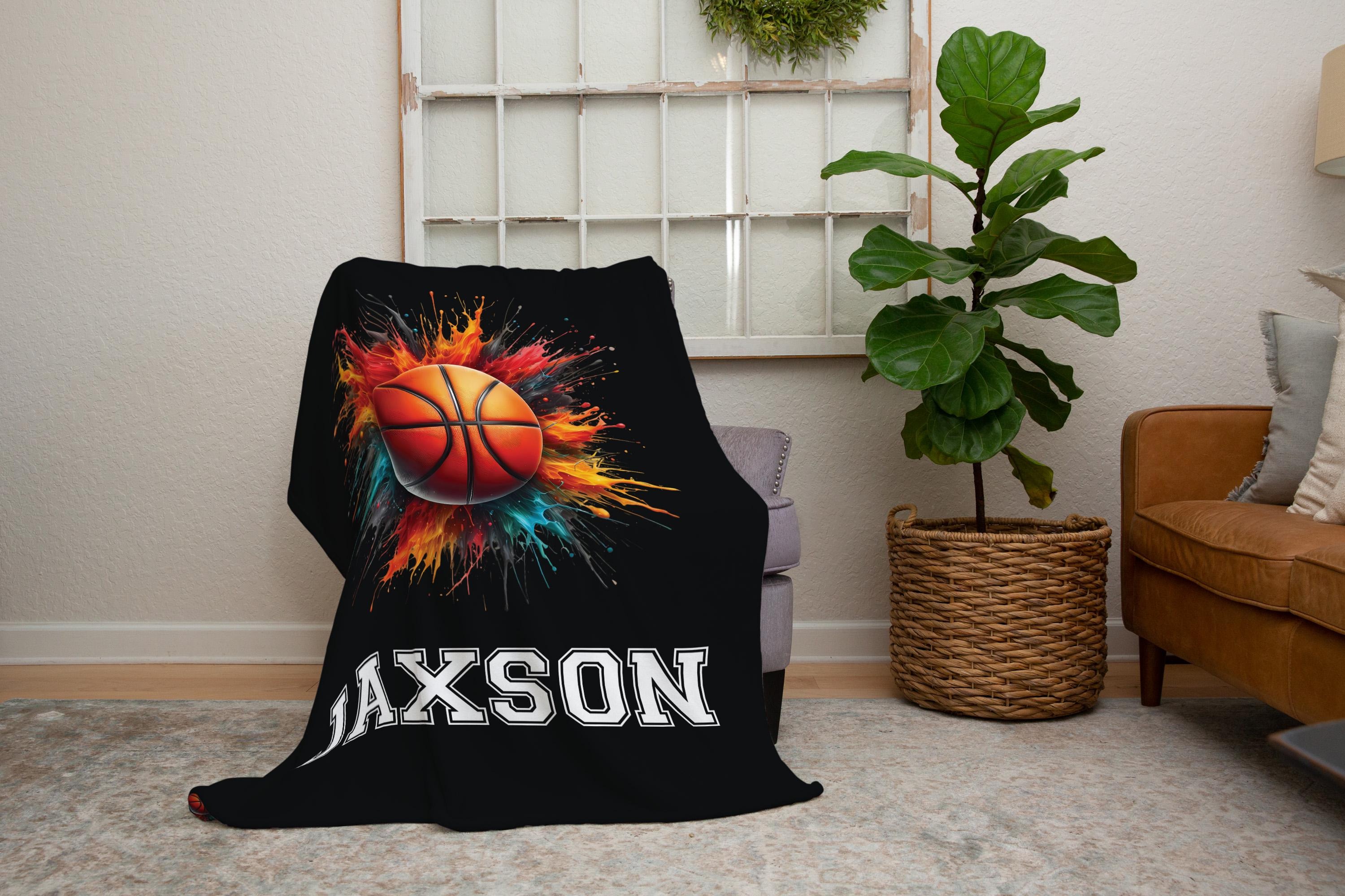 Personalized Basketball Name Blanket Gift For Basketball Lovers