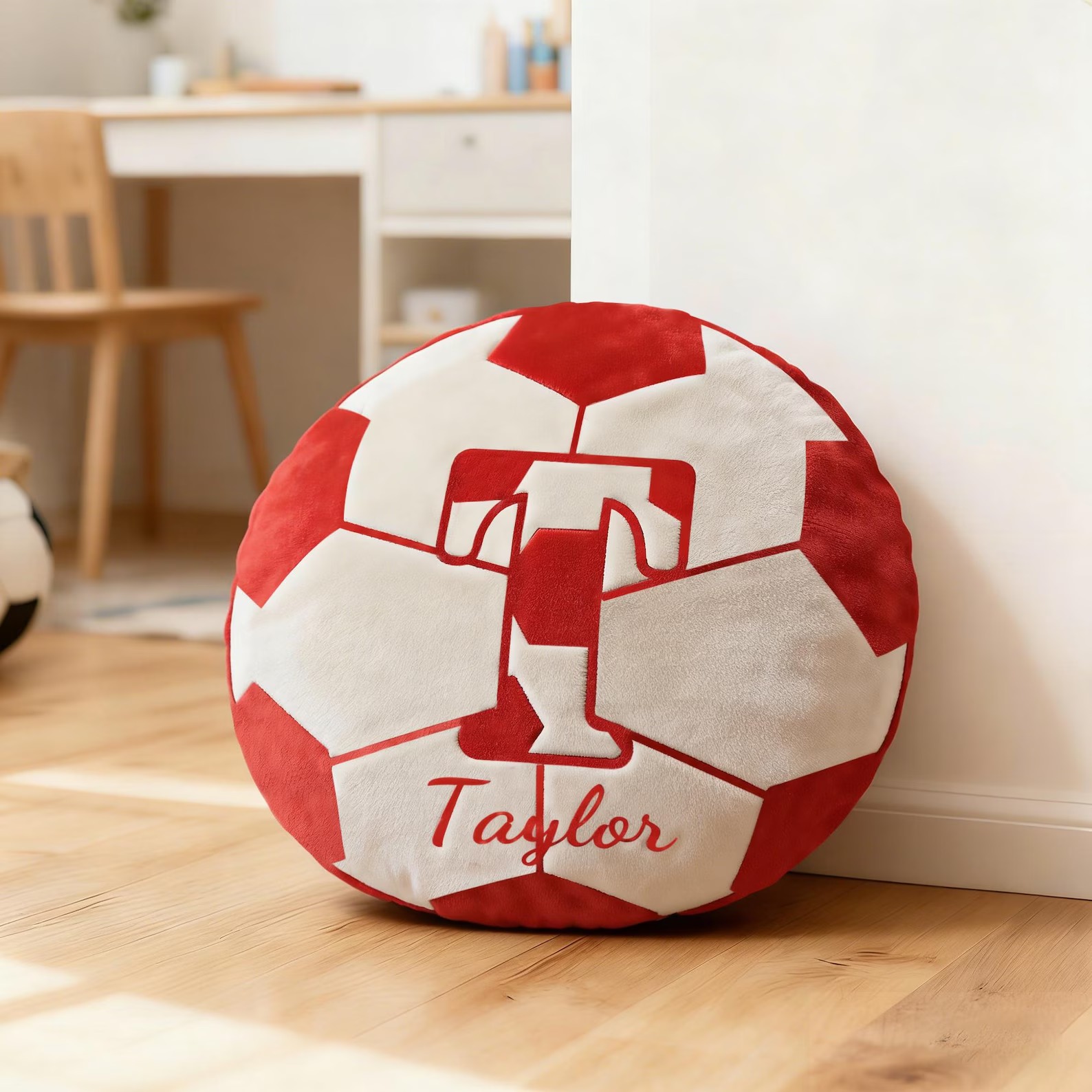 Personalized Soccer Initial Pillow with Name For Soccer Players, Fans and Sports Lovers