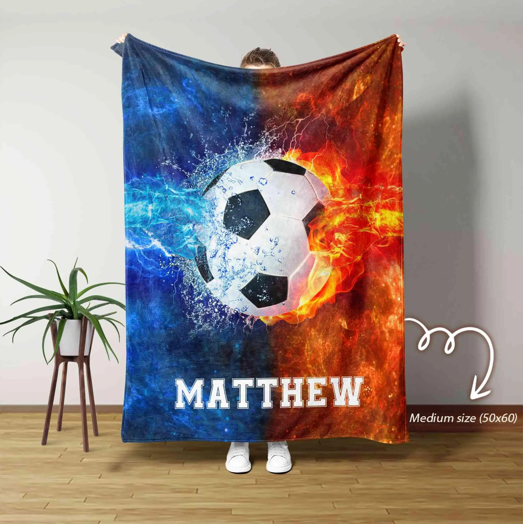 Personalized Soccer Blanket, Football Blanket, Soccer Lover Blanket, Gift for Soccer Lovers, Soccer Player Gift for Boys or Girls