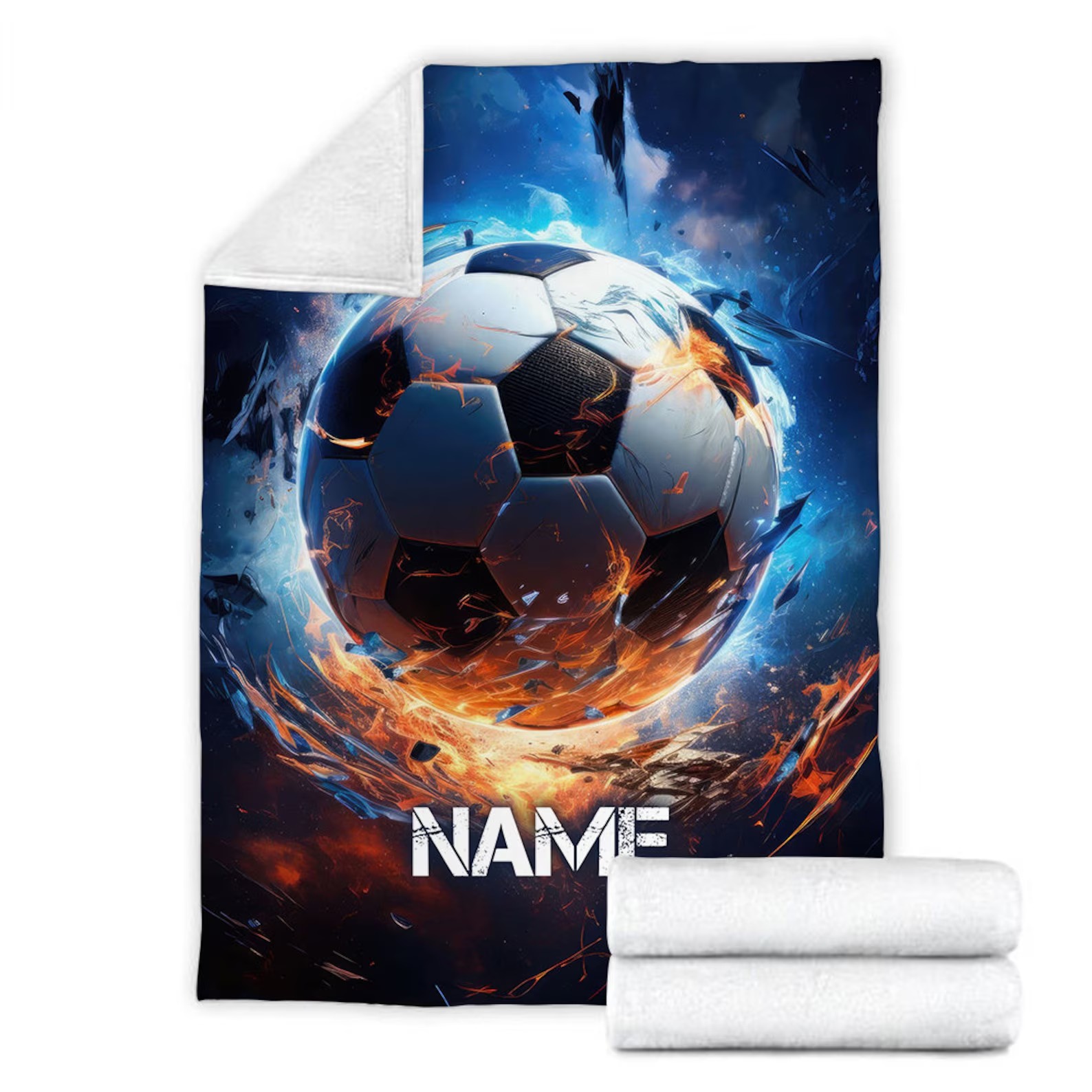 Personalized Name Soccer Blanket, Soccer Player Gift&Soccer Team Gift