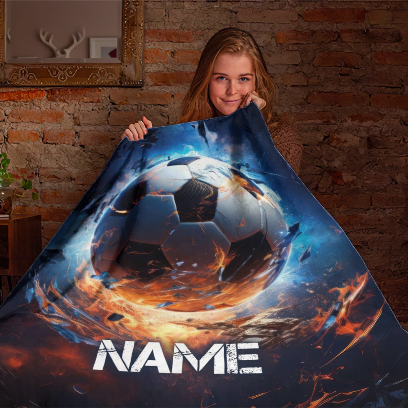 Personalized Name Soccer Blanket, Soccer Player Gift&Soccer Team Gift
