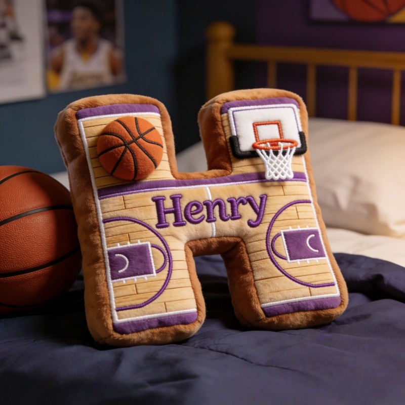 Personalized Basketball Initial Pillow With Name