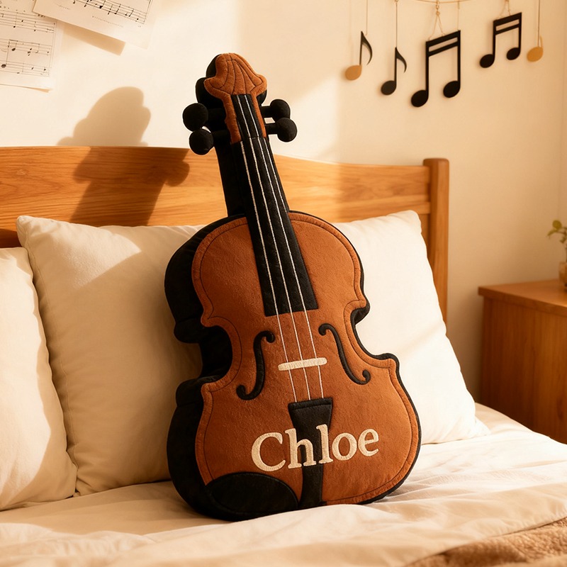 Personalized Violin Pattern Printed Pillow With Name for Violin Lovers