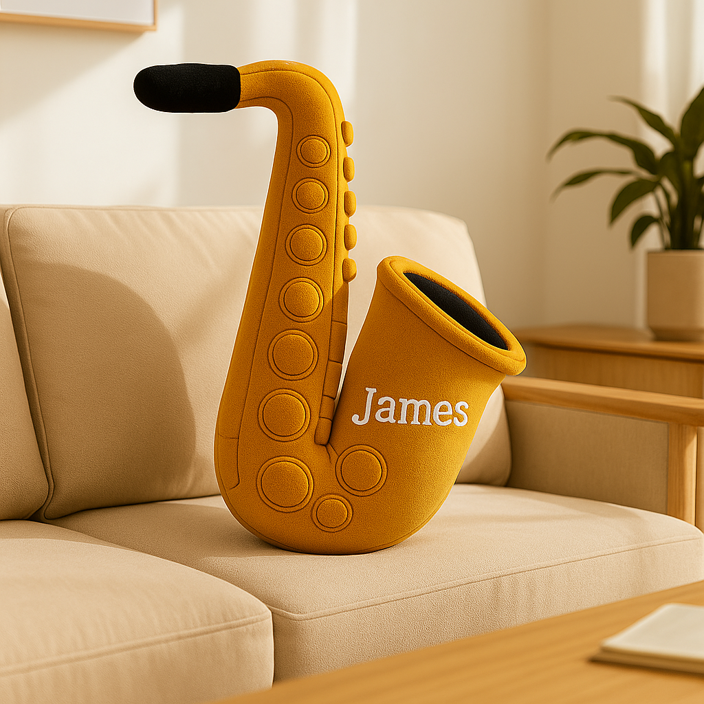 Personalized Saxophone Printed Pillow With Name For Saxophone Lovers
