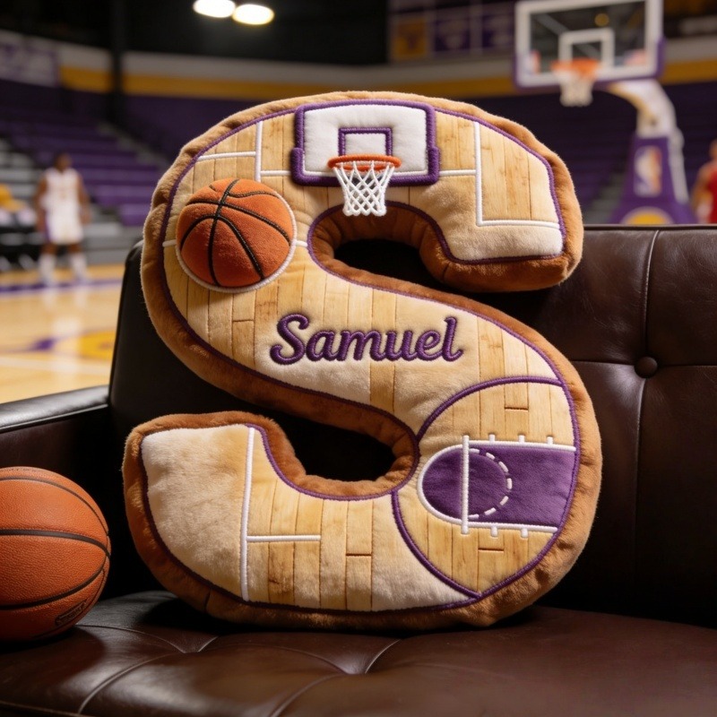 Personalized Basketball Initial Pillow With Name