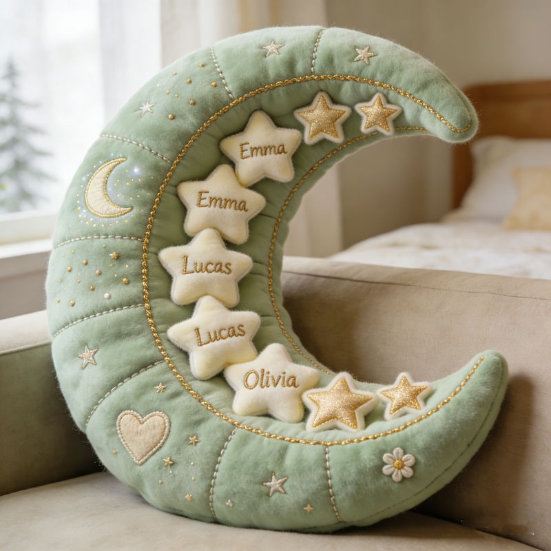 Personalized Moon and Star Family Theme Pillow For Mother's Day