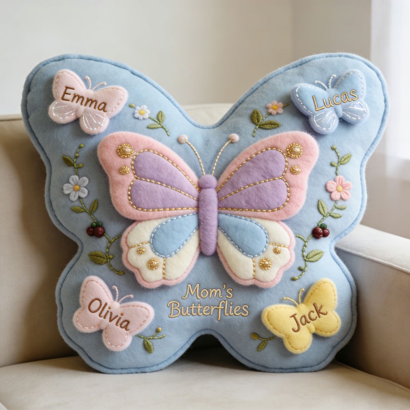 Personalized Butterfly Themed Mother's Day Pillow