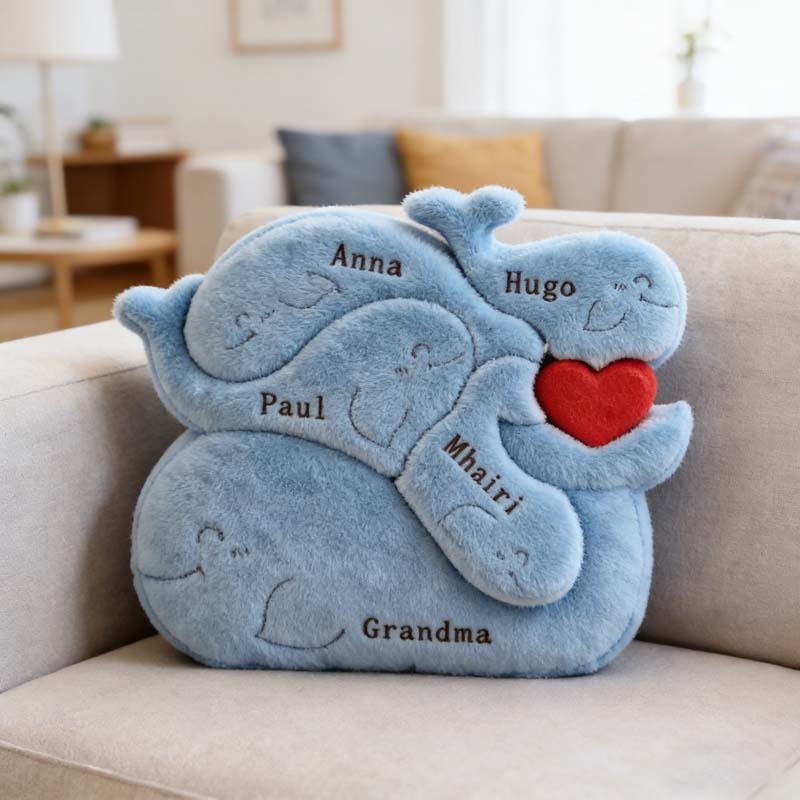 Personalized Whale Family Puzzle Pillow For Mother's Day