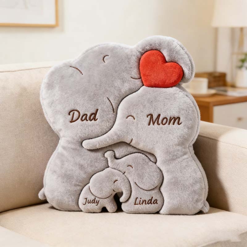 Personalized Elephant Family Puzzle Pillow for Mother's Day Gift