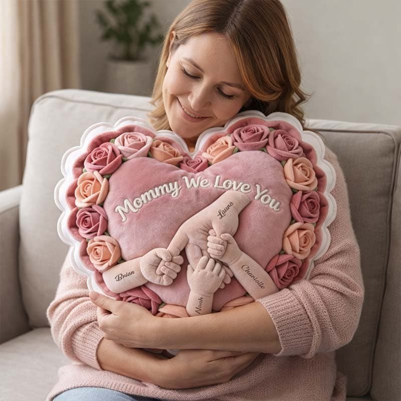 Personalized "Handshake" Theme Name Print Pillow — Perfect for Mother's Day