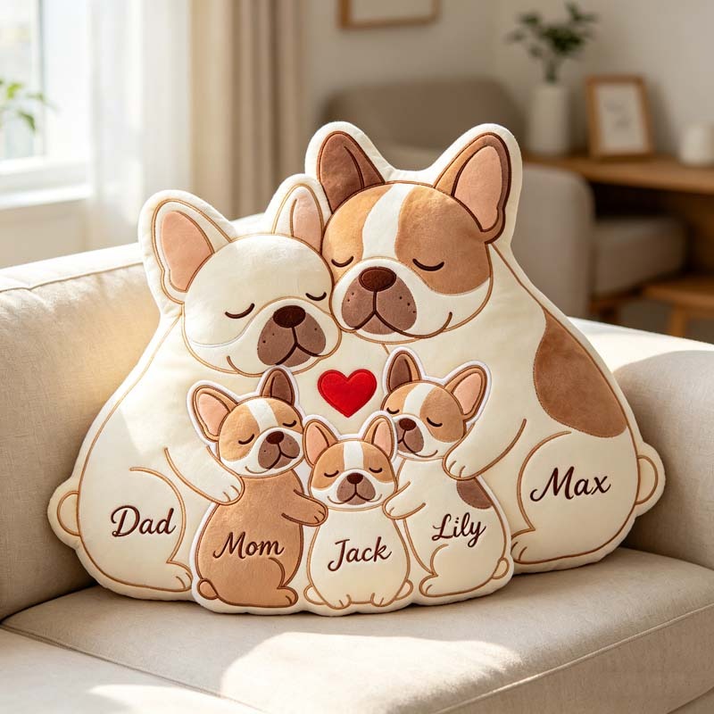Personalized French Bulldog Family Patchwork Pillow