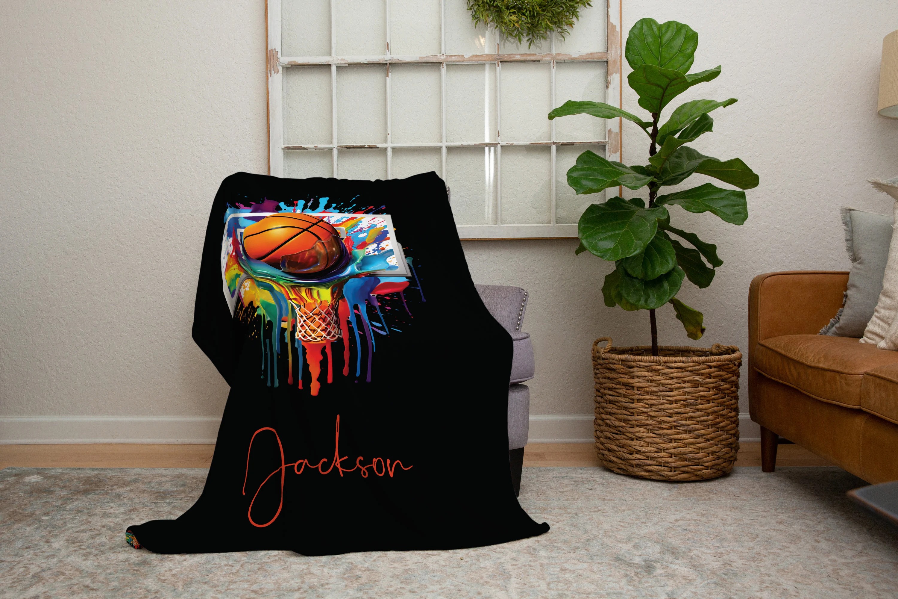 Personalized Basketball Blanket – Custom Name Sports Blanket for Boys Or Girls