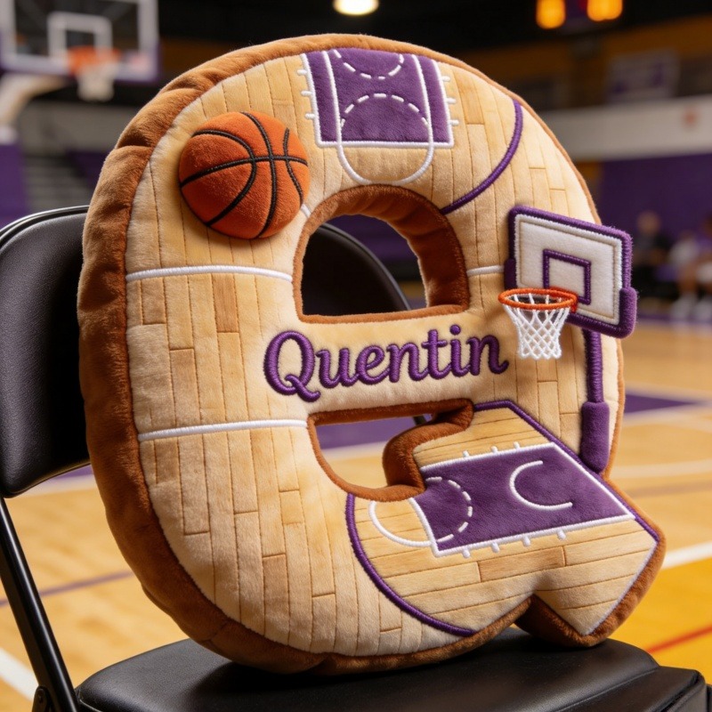 Personalized Basketball Initial Pillow With Name