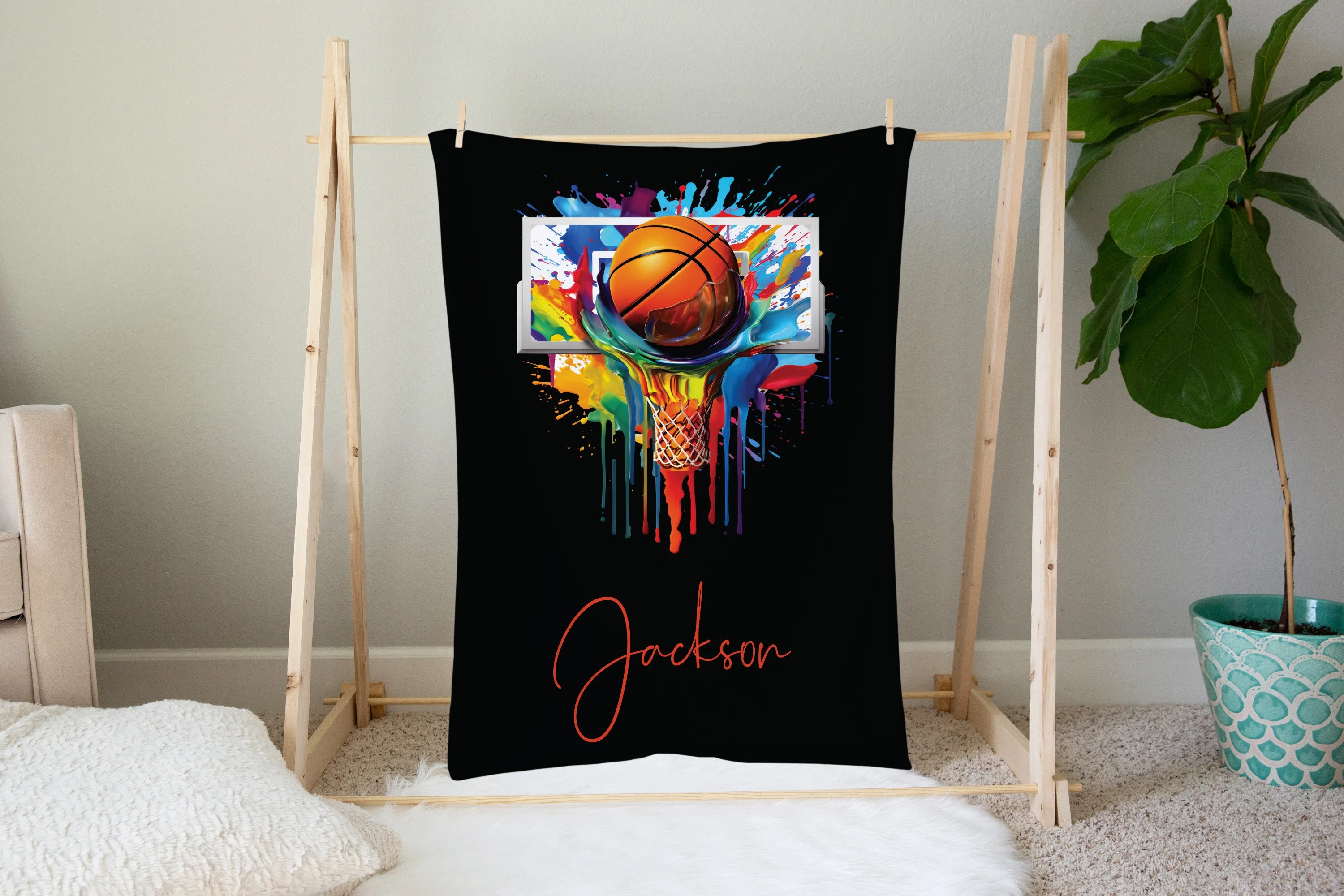Personalized Basketball Blanket – Custom Name Sports Blanket for Boys Or Girls