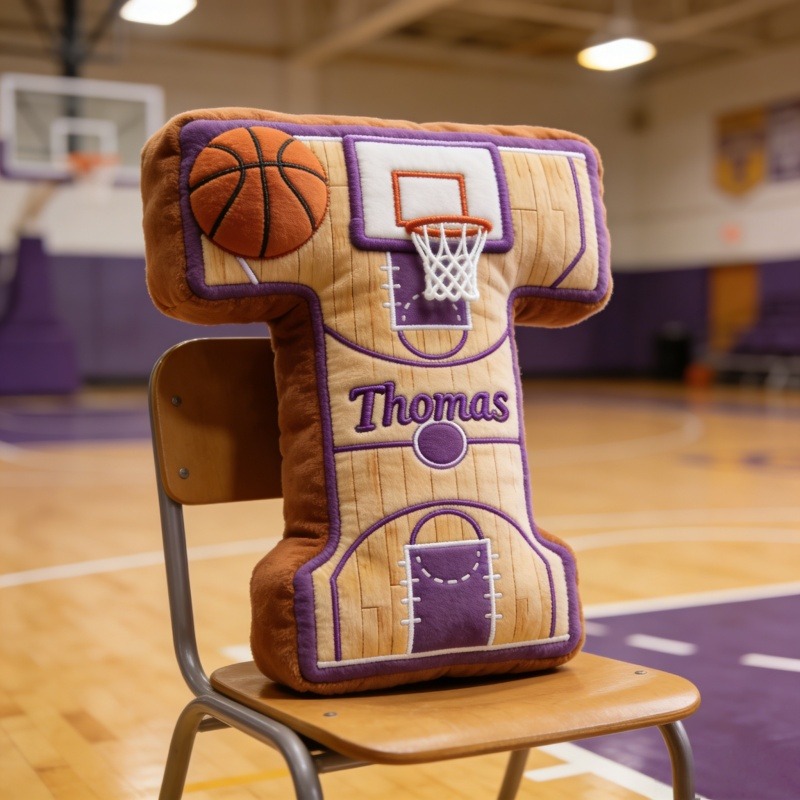 Personalized Basketball Initial Pillow With Name