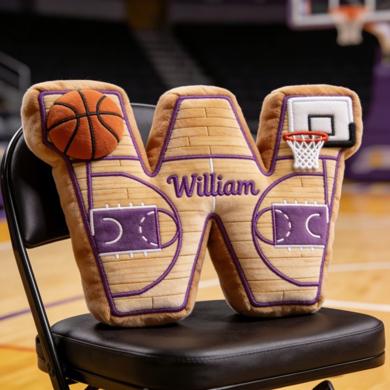 Personalized Basketball Initial Pillow With Name