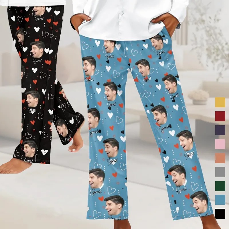 Personalized Pants Pajamas, Custom Face Pajama Pants, Custom Pants, Photo Pajama, Dog Pajamas, Valentine's Day Photo Gift for Her/Him
