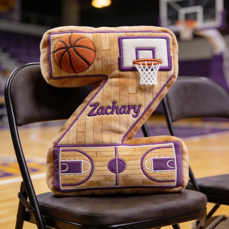 Personalized Basketball Initial Pillow With Name