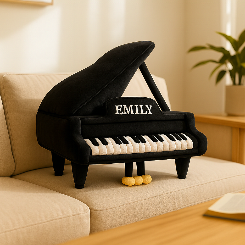Personalized Piano Pattern Printed Pillow With Name for Piano Lovers