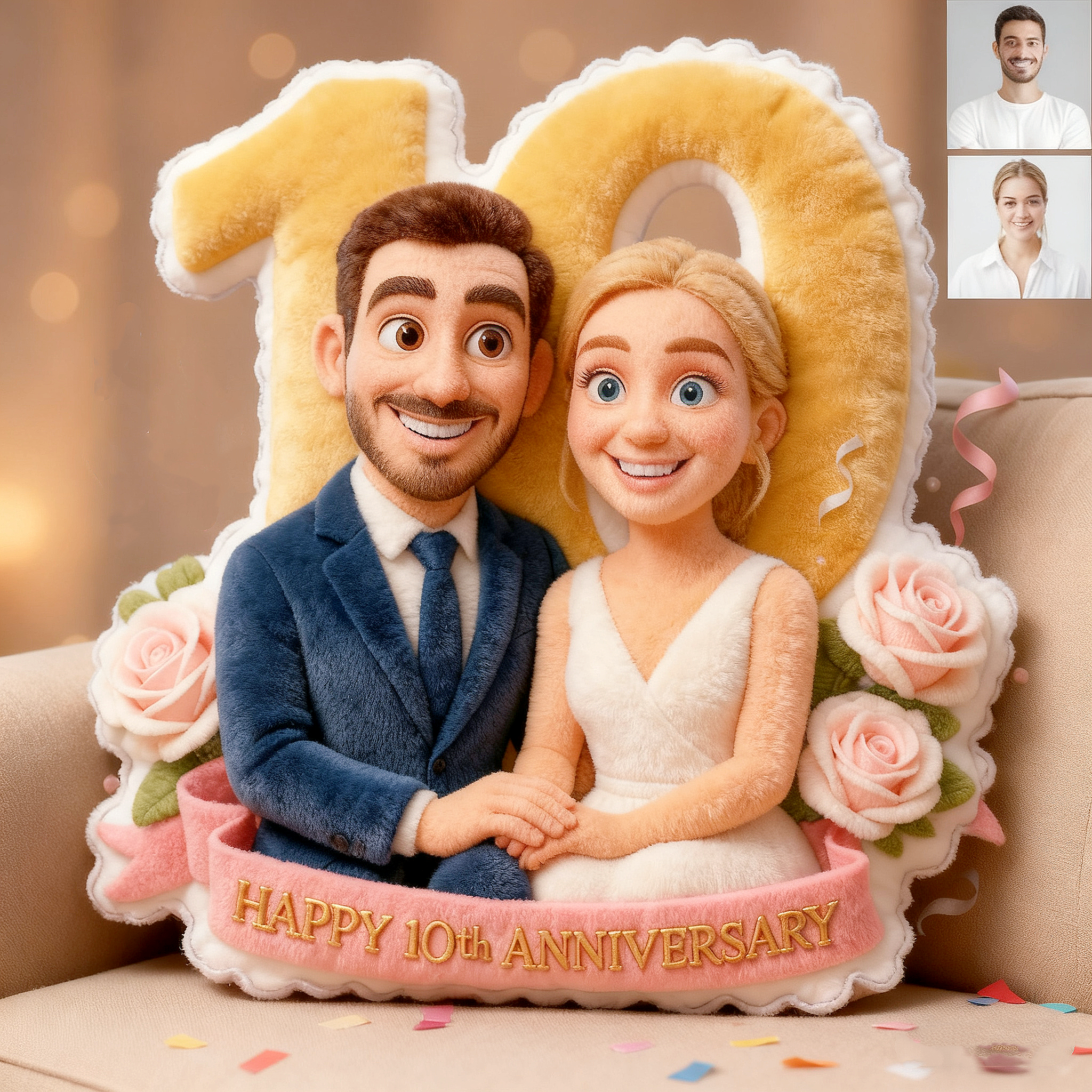 Personalized Anniversary Couple Portrait  Pillows for Anniversary Gifts