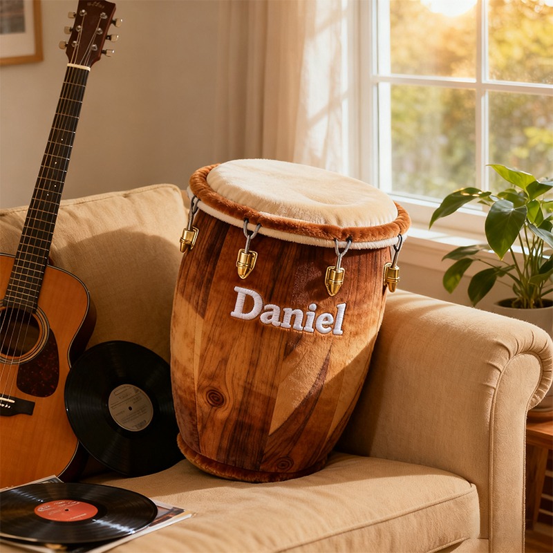 Personalized Conga Drum Plush Pattern Printed Pillow With Name