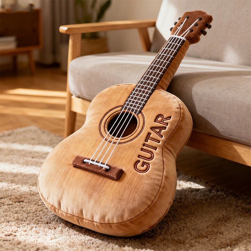 Personalized Realistic Guitar Pattern Printed Pillow With Name for Guitar Lovers