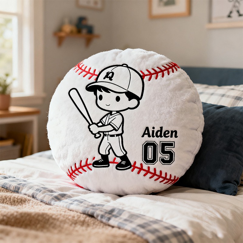 Personalized Baseball Pillow with Custom Name and Player Graphic Gift for kids or Teammates