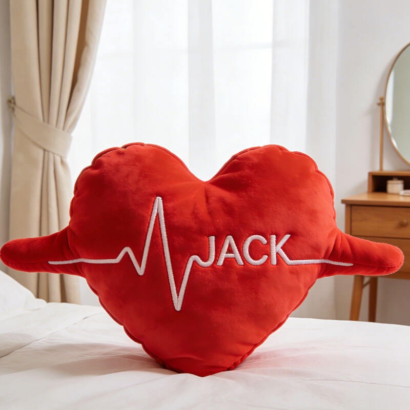 Personalized Heartbeat Waveform Shape Pillow for Valentine's Day Gifts