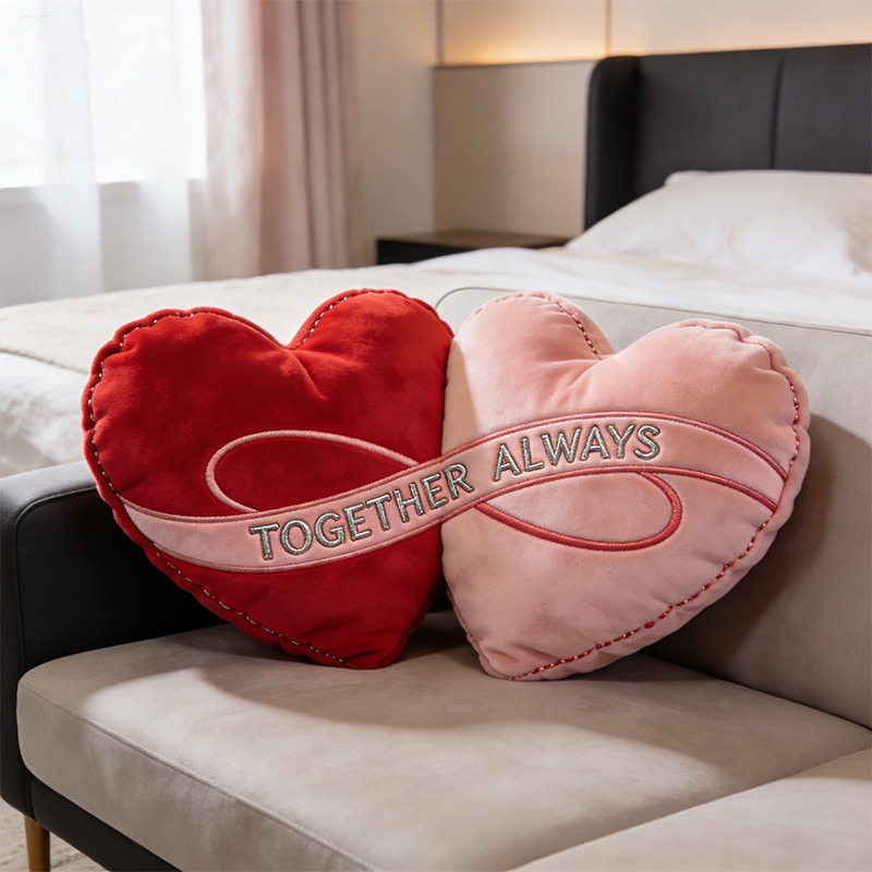 Personalized Double Heart Track Shape Pillow for Valentine's Day Gifts