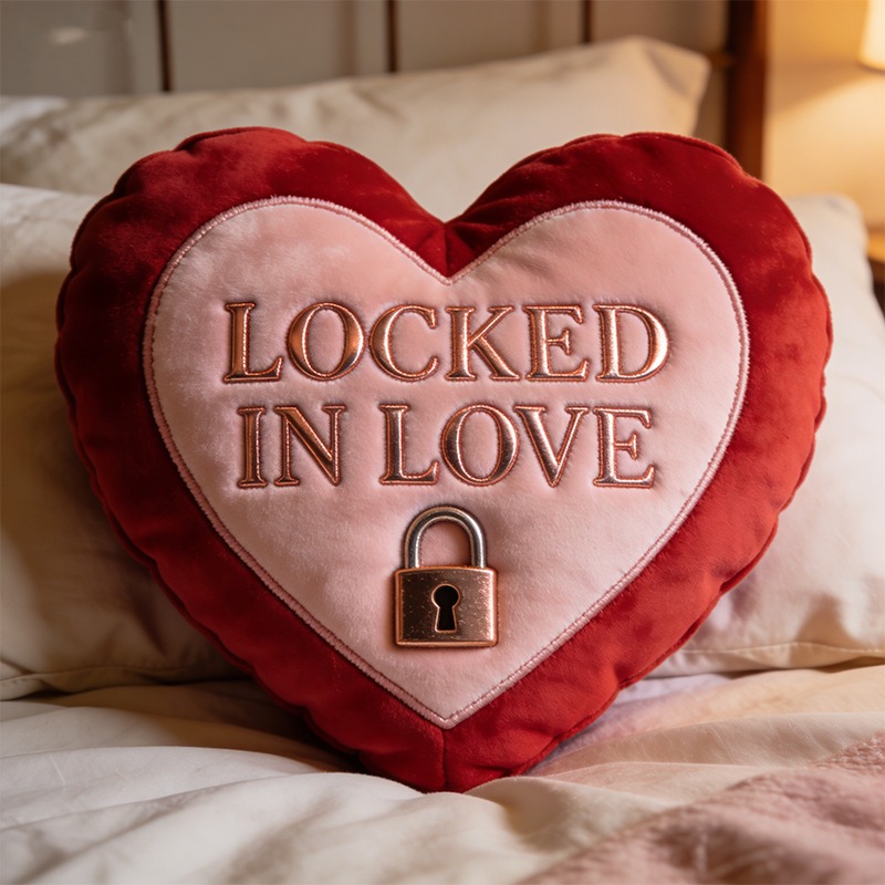 Personalized Heart Lock Shaped Pillow for Valentine's Day Gifts
