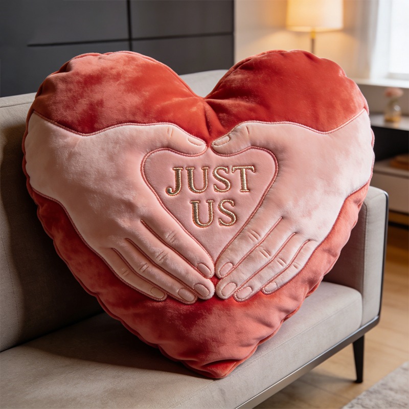 Personalized Hands Holding Heart Shape Pillow for Valentine's Day Gifts