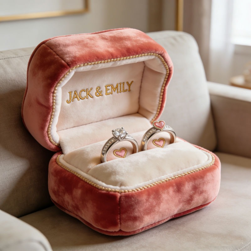 Personalized Ring Box Themed Print Pillow for Valentine's Day Gifts