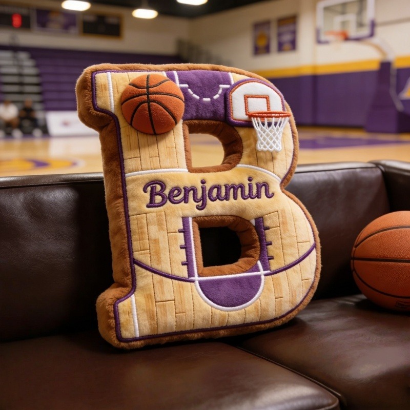 Personalized Basketball Initial Pillow With Name