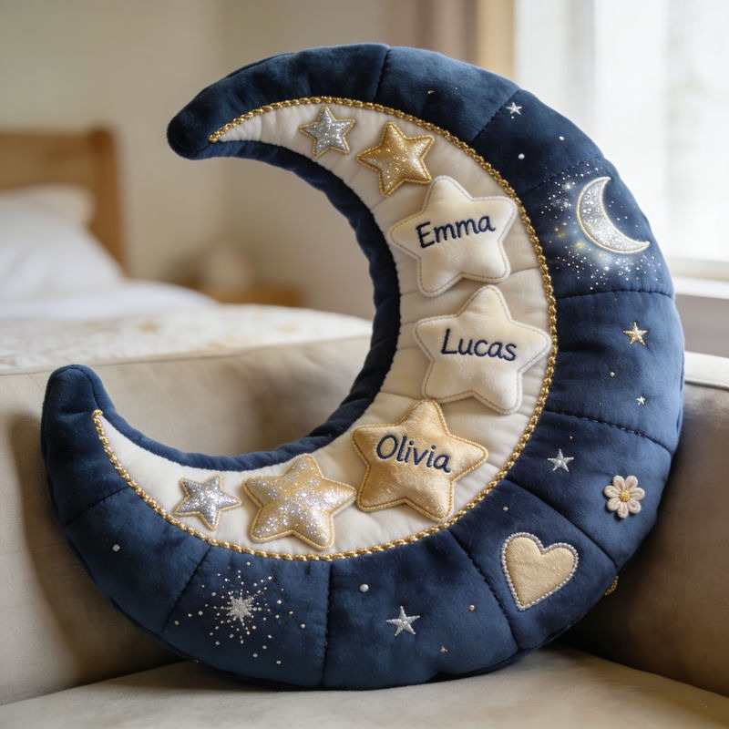 Personalized Moon and Star Family Theme Pillow For Mother's Day