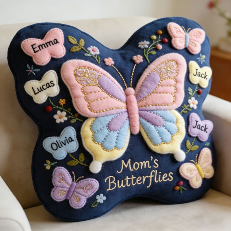 Personalized Butterfly Themed Mother's Day Pillow
