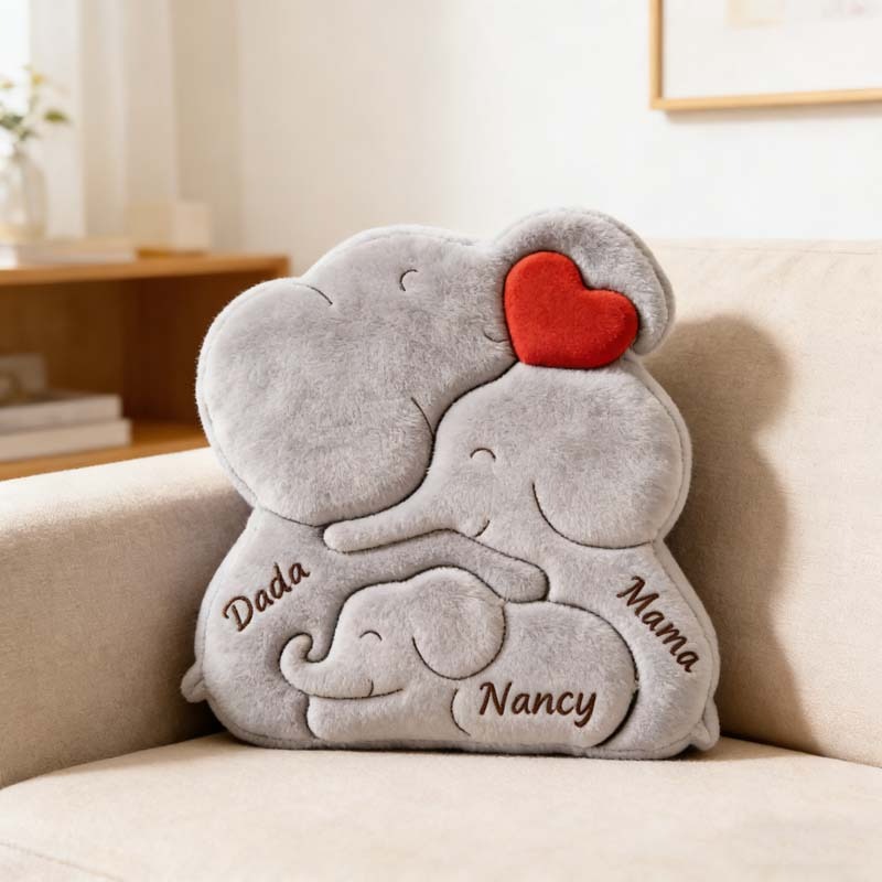 Personalized Elephant Family Puzzle Pillow for Mother's Day Gift
