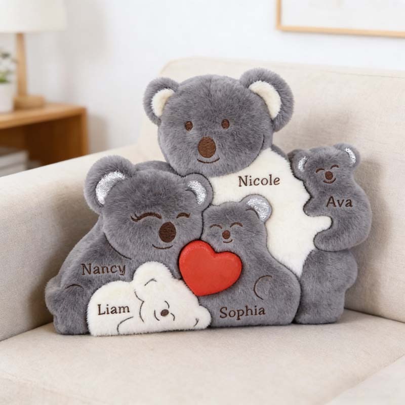 Personalized Koala Family Puzzle Themed Pillow for Mother's Day Gift
