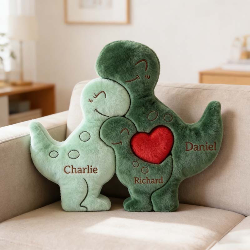 Personalized Dinosaur Family Puzzle Themed  Pillow  Mother's Day Gift
