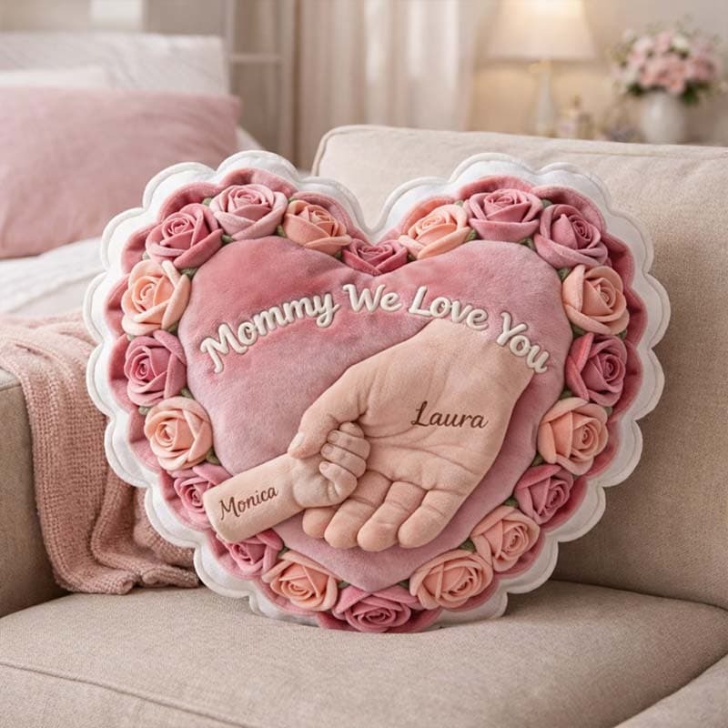 Personalized "Handshake" Theme Name Print Pillow — Perfect for Mother's Day