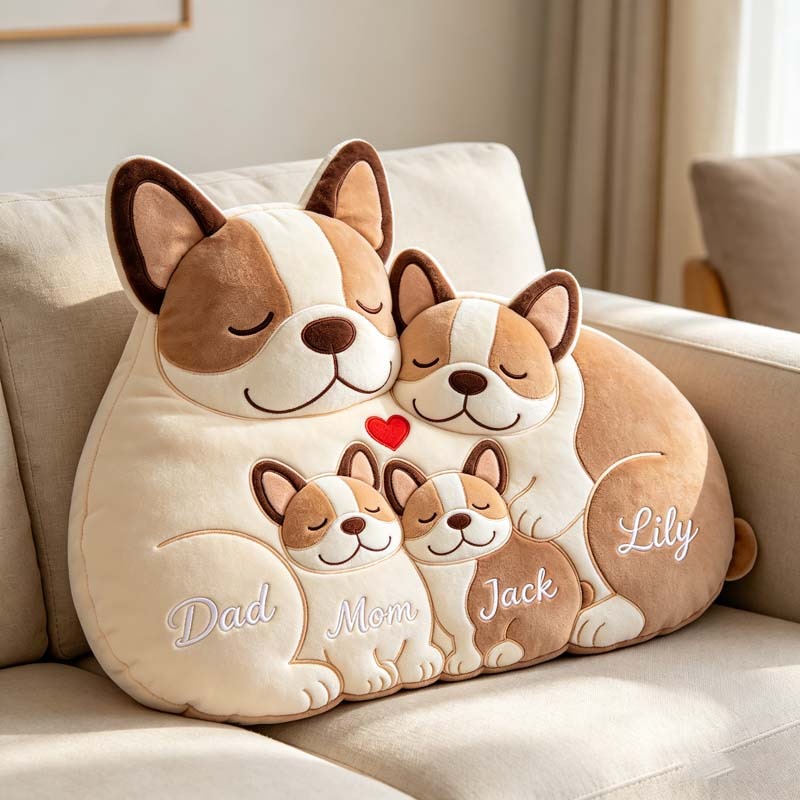 Personalized French Bulldog Family Patchwork Pillow