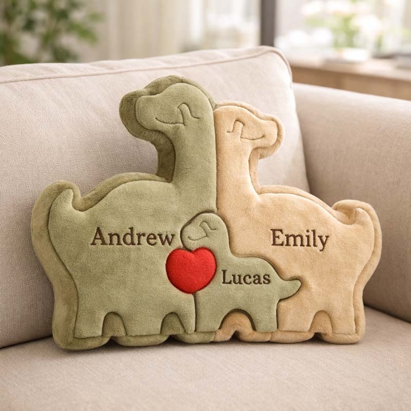 Personalized Dinosaur Puzzle Themed Name Throw Pillow for Mother's Day Gift