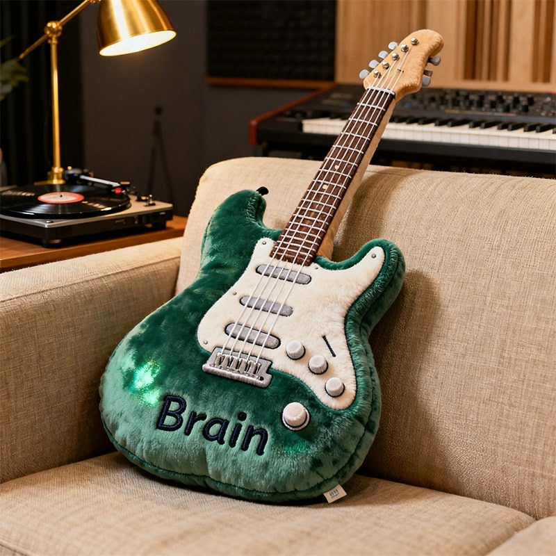 Personalized Printed Electric Guitar Pillow With Name ,Unique Gift for Music Lovers
