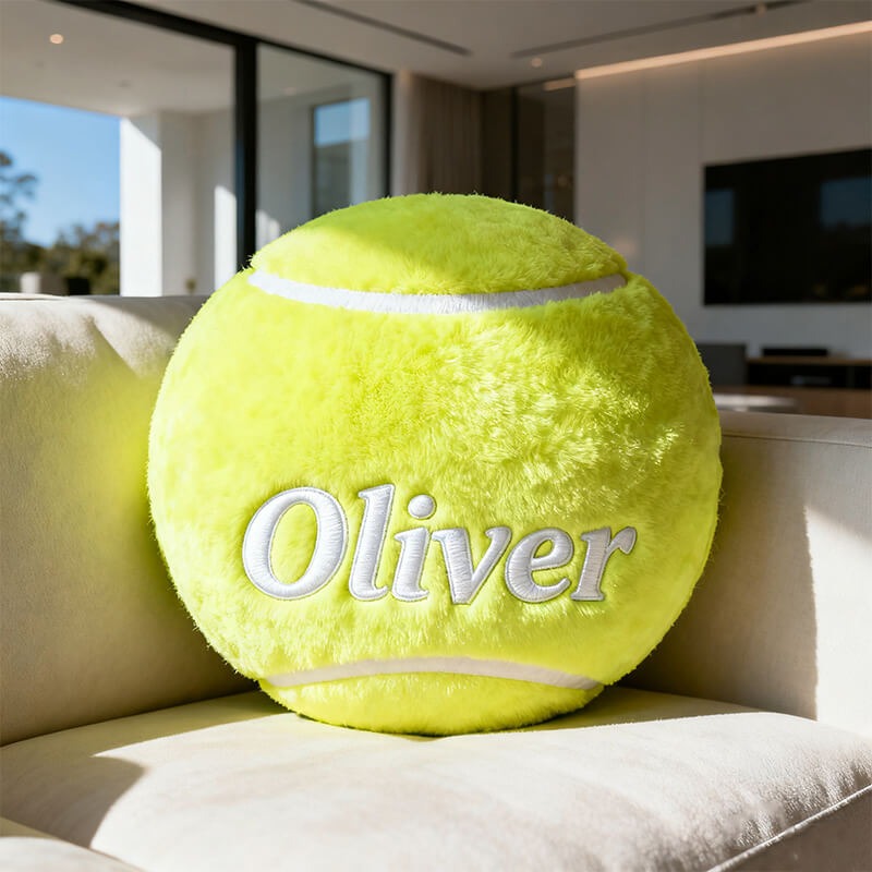 Personalized Tennis Ball Pillow With Name For Tennis Fans