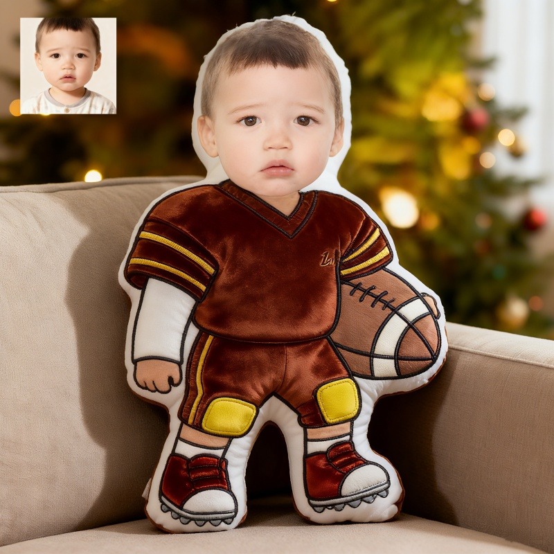 Personalized Football Player Photo Printed Pillow For Kids