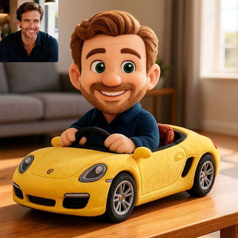 Personalized Pixar-style Convertible Sports Car 3D Printed Pillow For Dads&Grandpas Gift