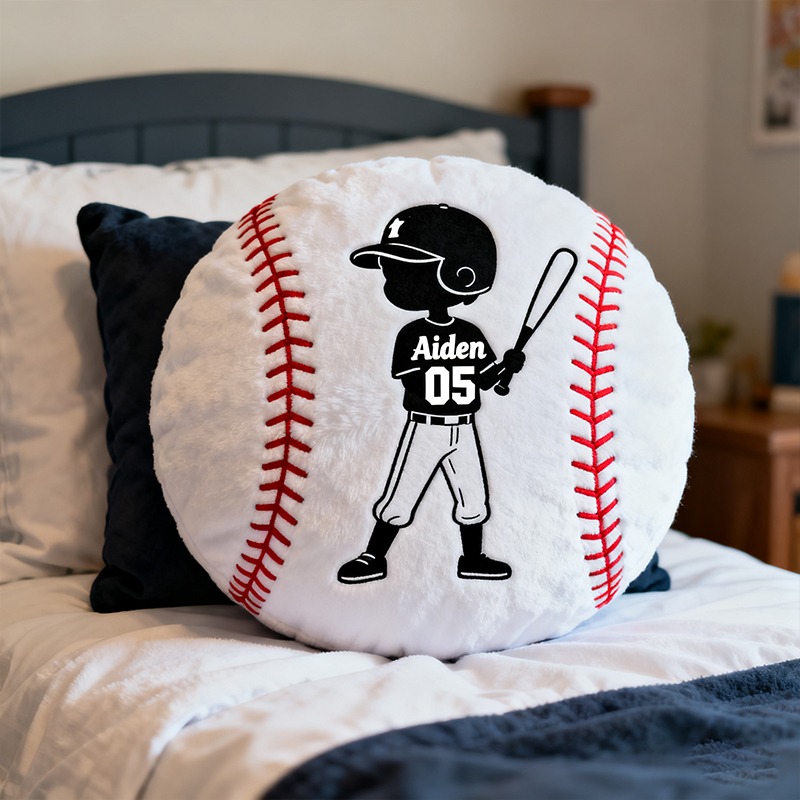 Personalized Baseball Pillow with Custom Name and Player Graphic Gift for kids or Teammates