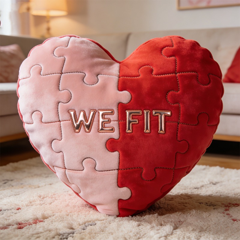 Personalized Puzzle Heart Shaped Print Pillow for Valentine's Day Gifts