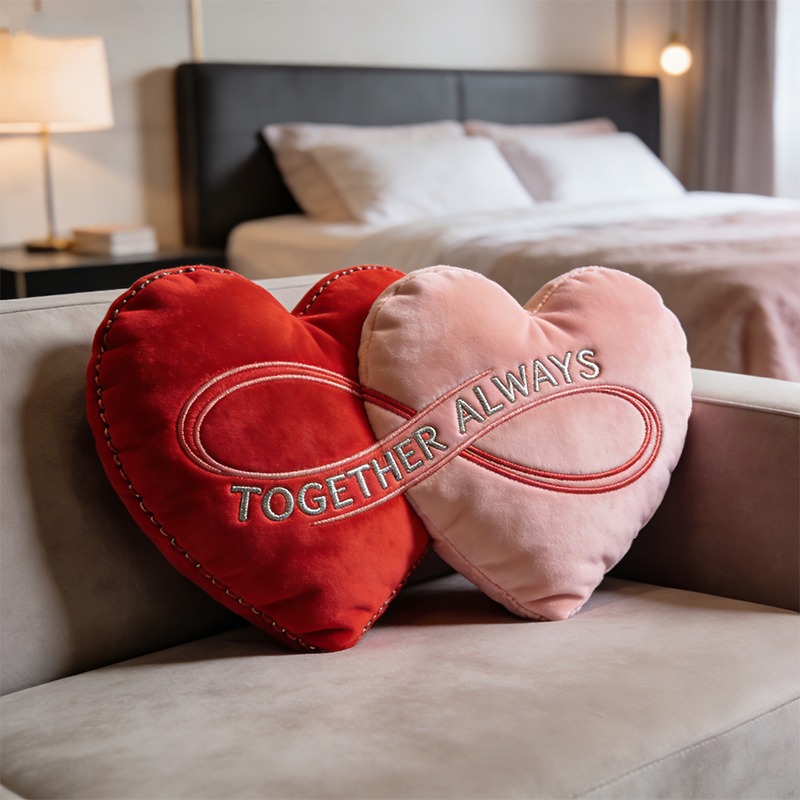 Personalized Double Heart Track Shape Pillow for Valentine's Day Gifts