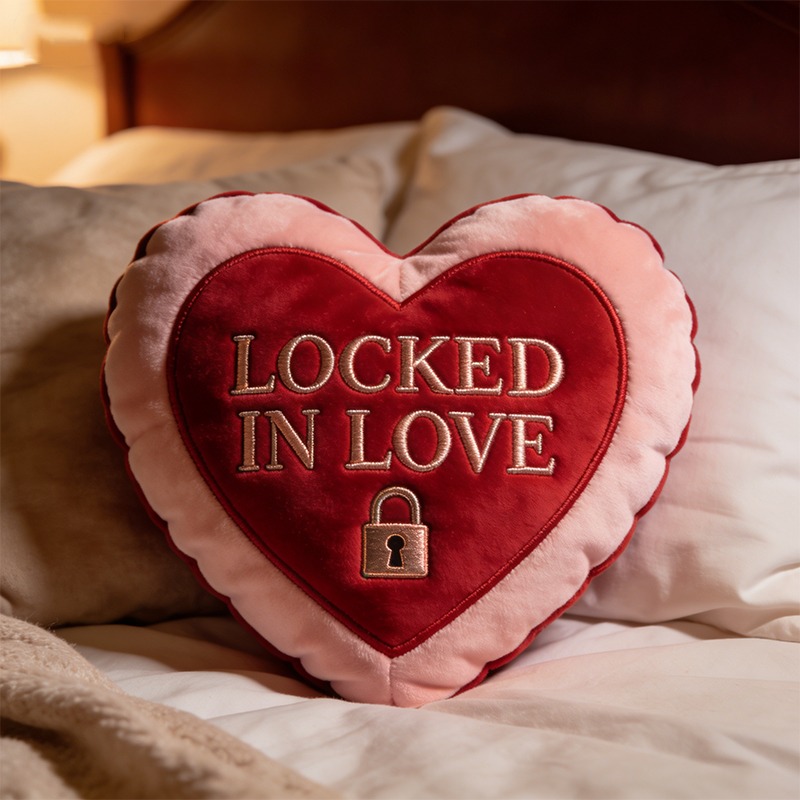 Personalized Heart Lock Shaped Pillow for Valentine's Day Gifts